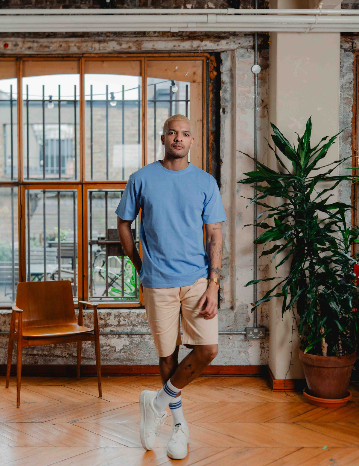 Fresh Vintage Heavyweight Washed Tee - Light Blue