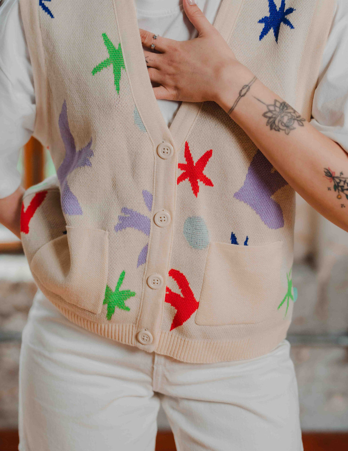 Fresh Summer Knit Vest - Bird