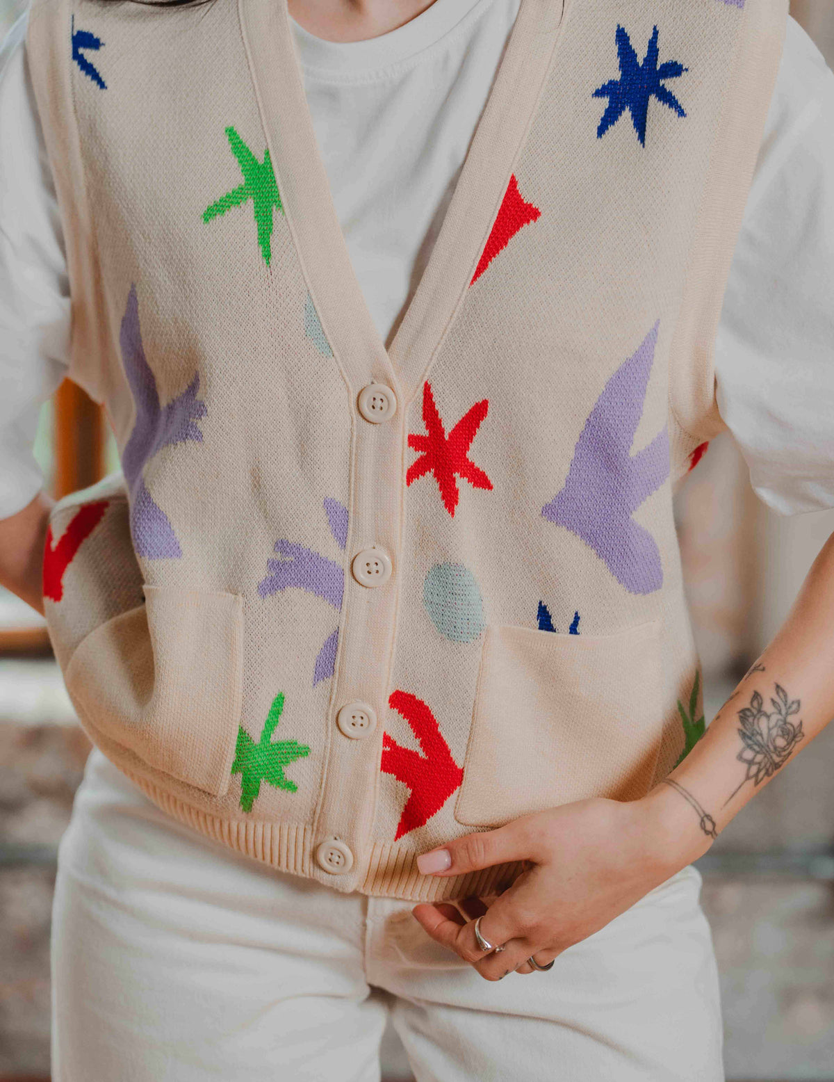 Fresh Summer Knit Vest - Bird