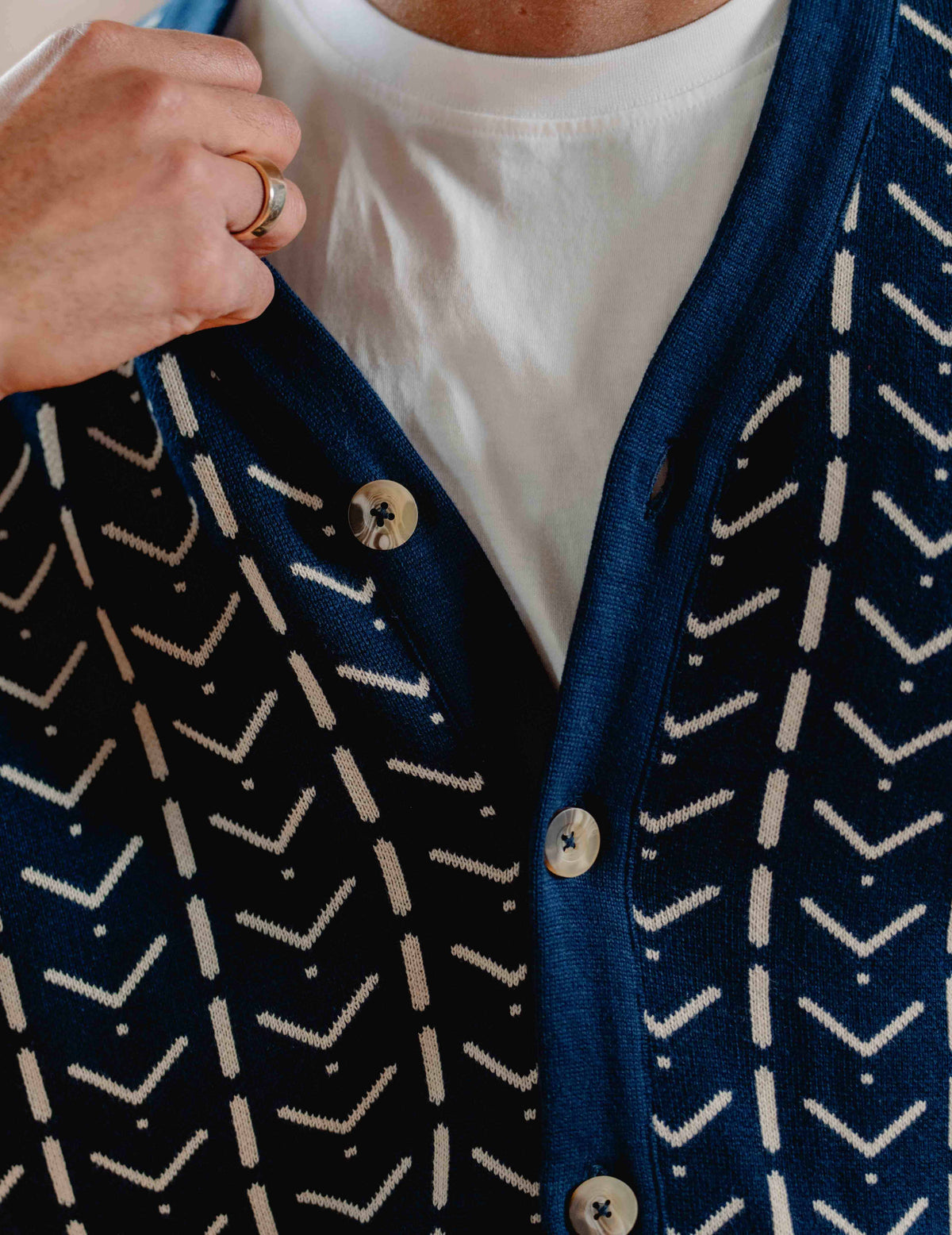 Fresh Knit Cardigan - Navy & Cream