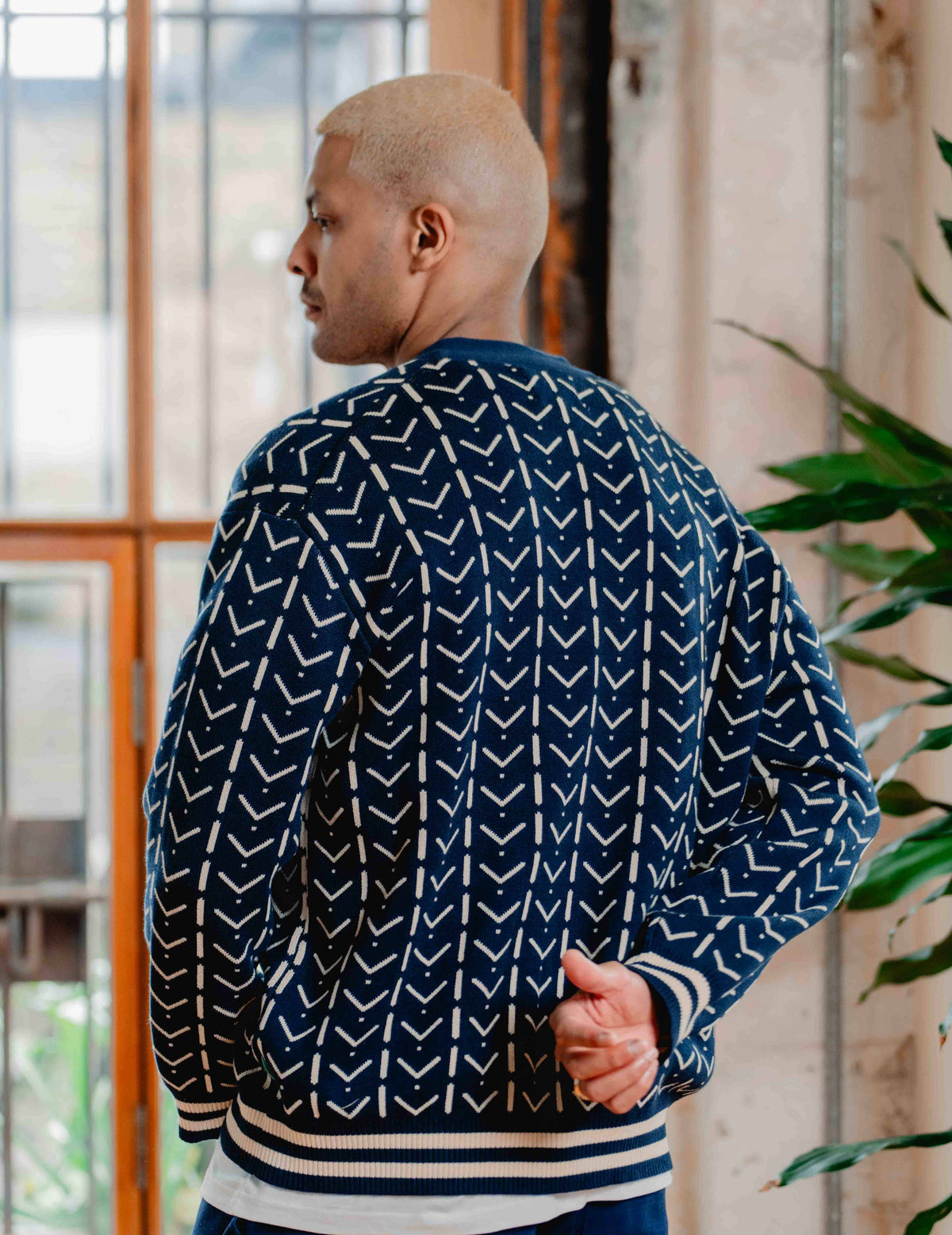 Fresh Knit Cardigan - Navy & Cream