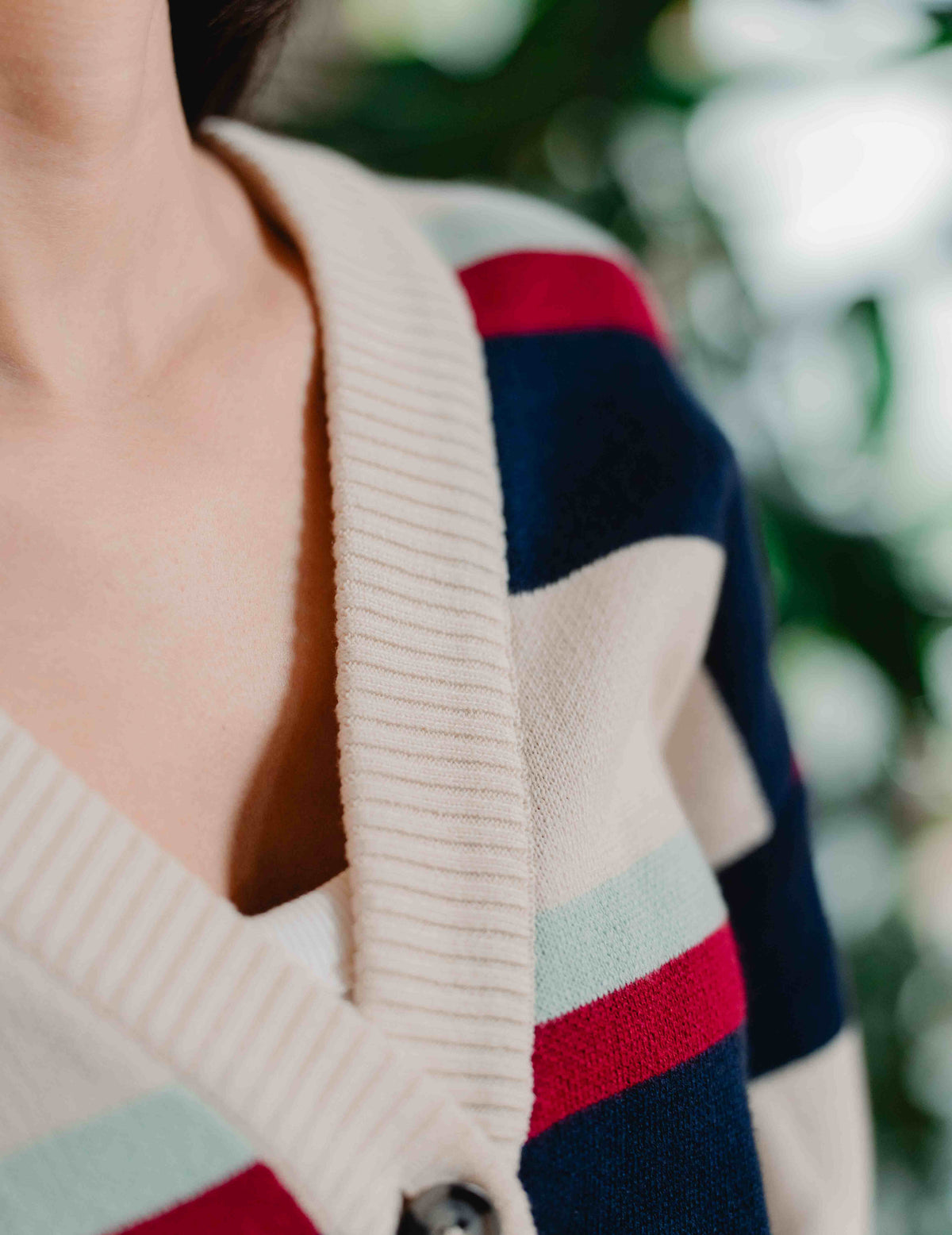 Fresh Summer Knit Cardigan - Navy Stripe