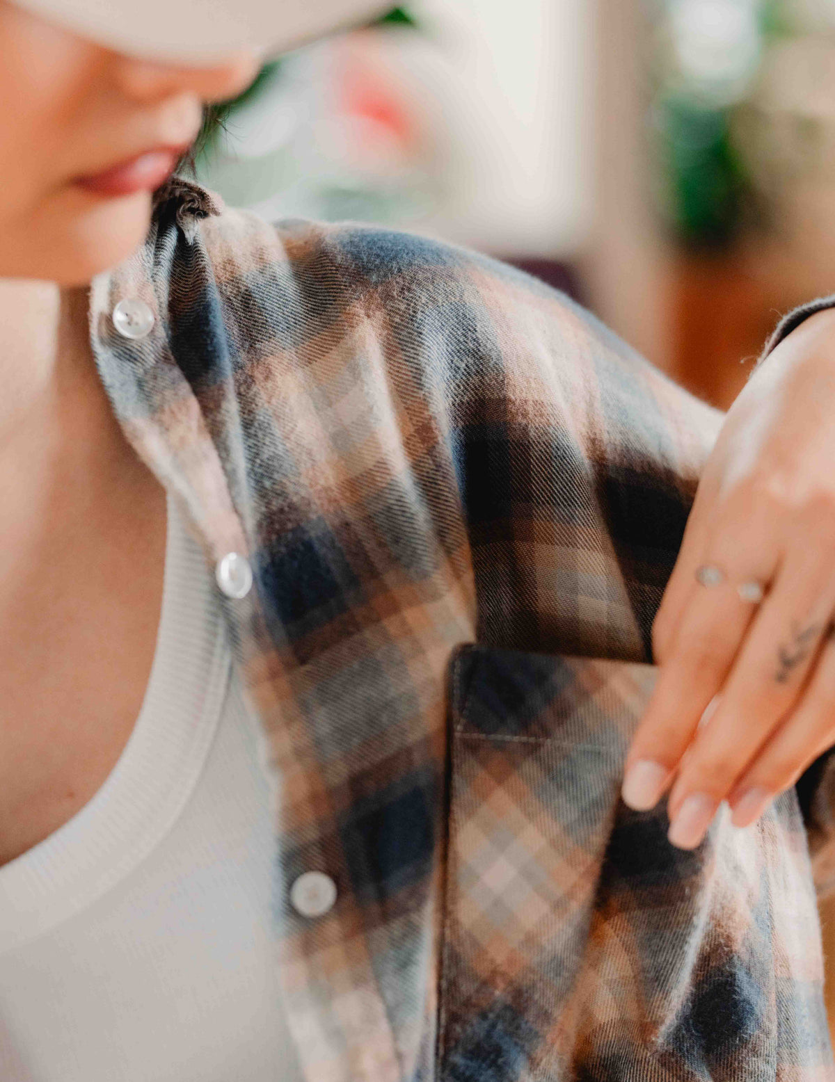 Womens Flannel Check Shirt - Brown