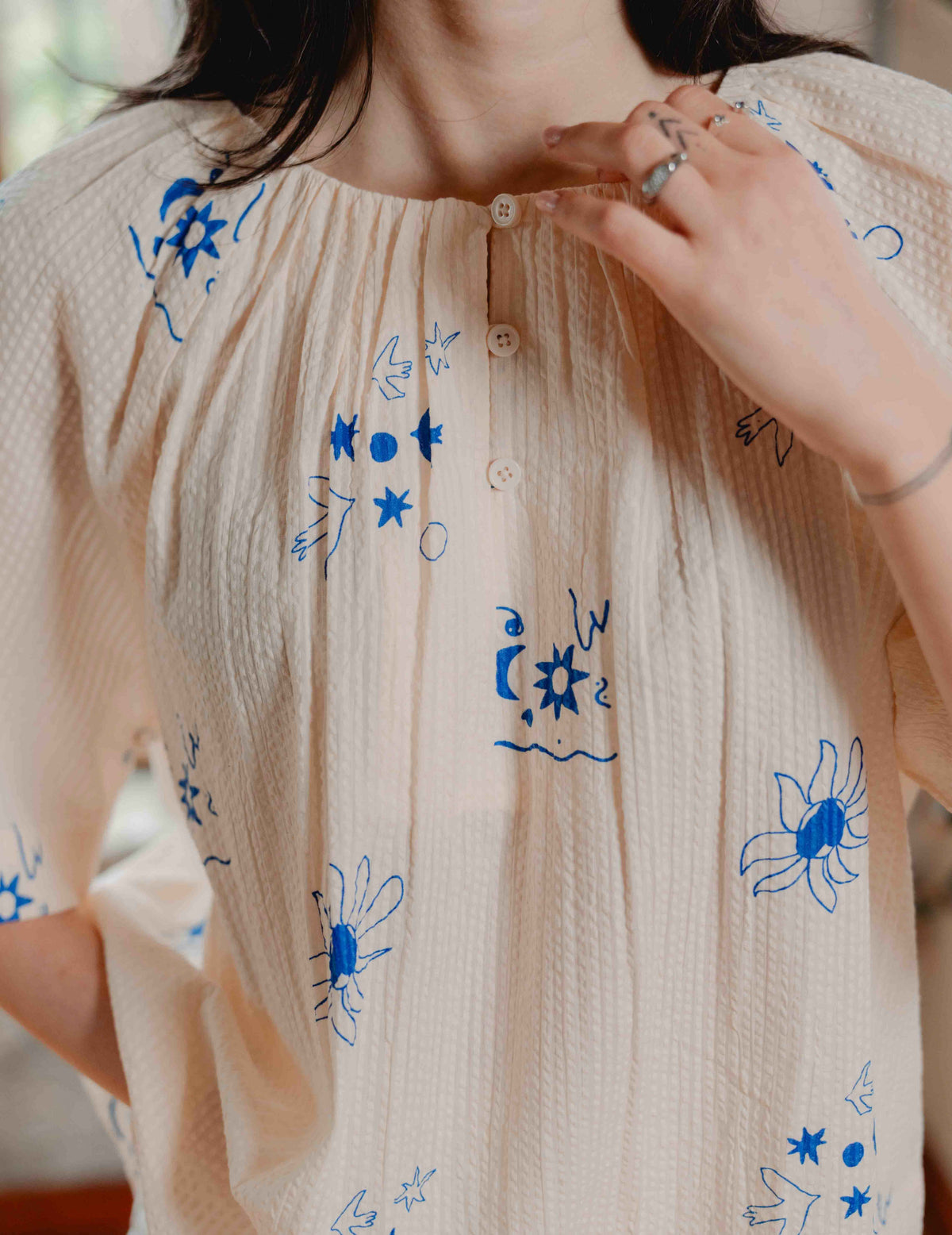 Seersucker Poppy Blouse - Jasmine
