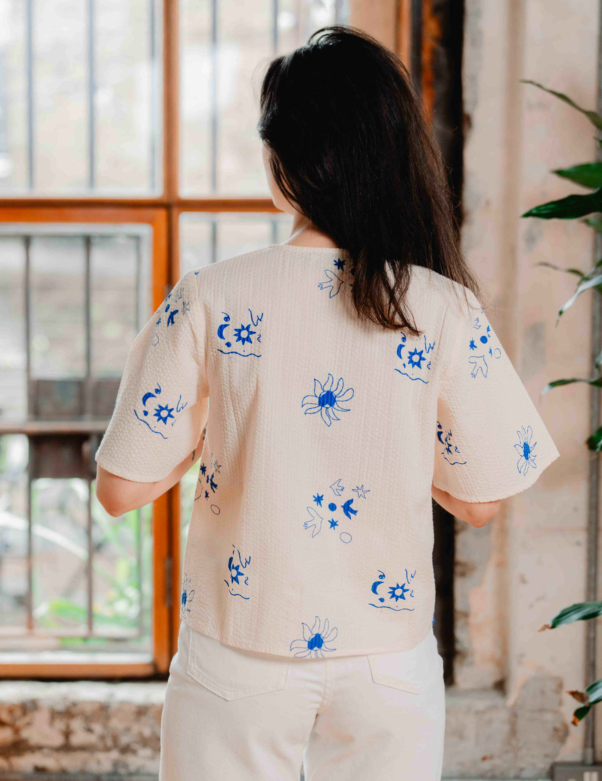 Seersucker Lay Blouse - Jasmine